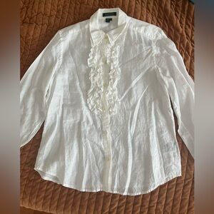 Lauren Ralph Lauren White Blouse Linen Women’s Size Large